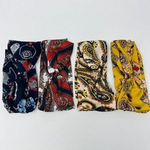 Women's Sea Team Twist Wired Headbands Wrap Set of 4 Multicolor Prints